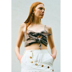 NWT House of Sunny Cristina Faux Snakeskin Crop Top